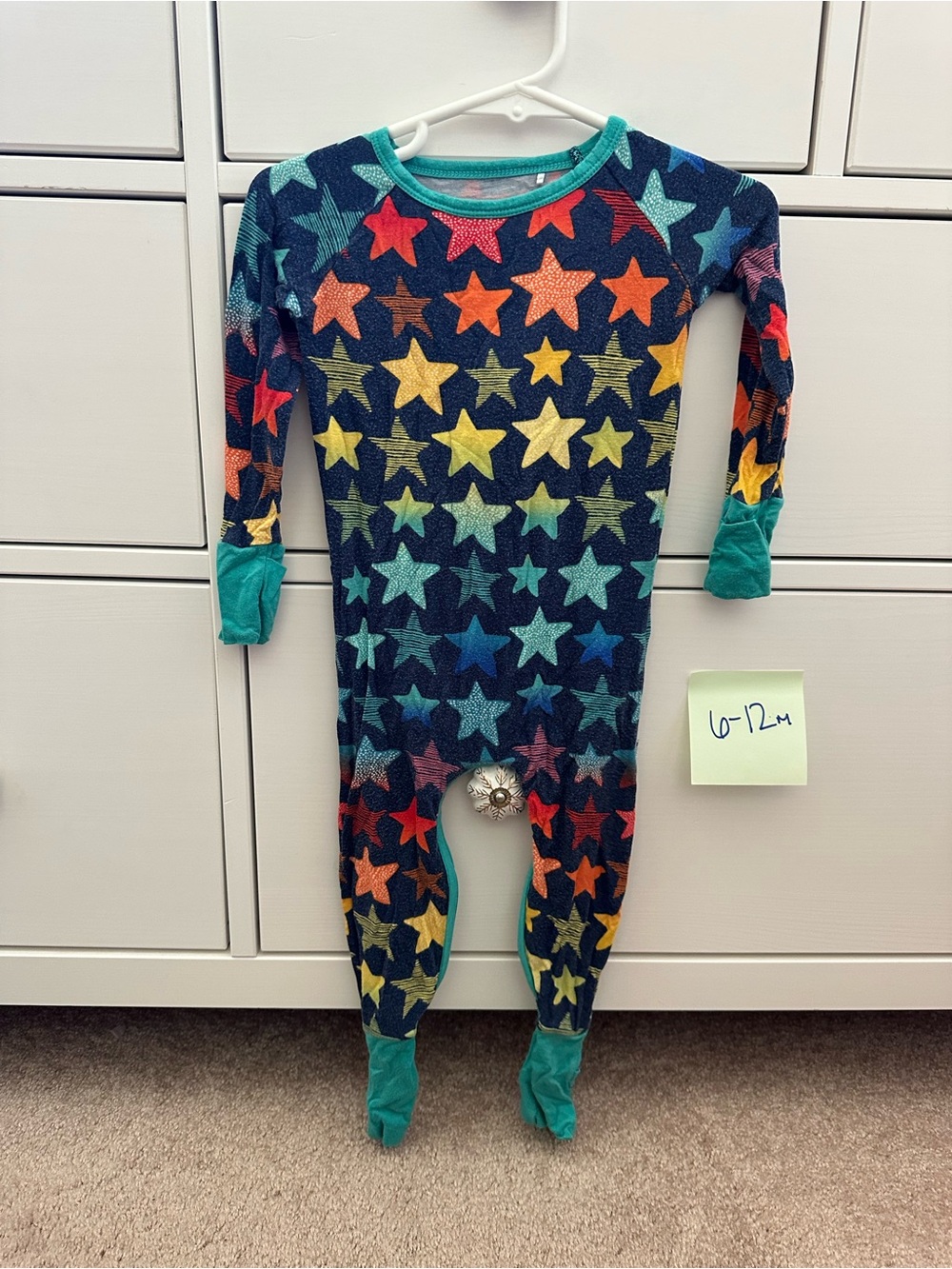 Little Sleepies Navy Footed One-Piece with Multicolor Stars
